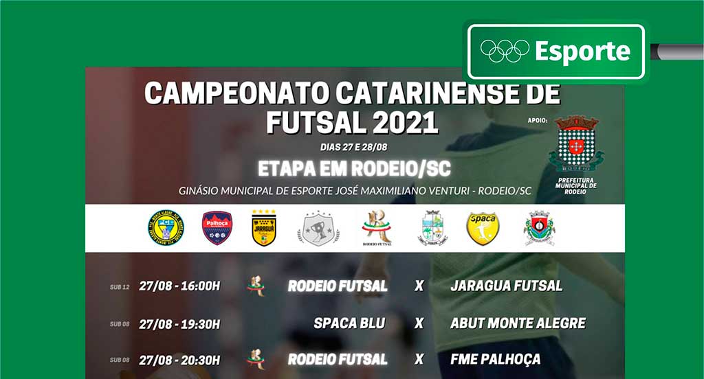 Rodeio sediará etapa do Campeonato Catarinense de Futsal Sub 08 e sub 12