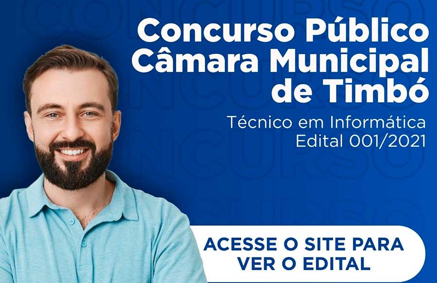 Técnico de informática – Câmara de Timbó divulga concurso público