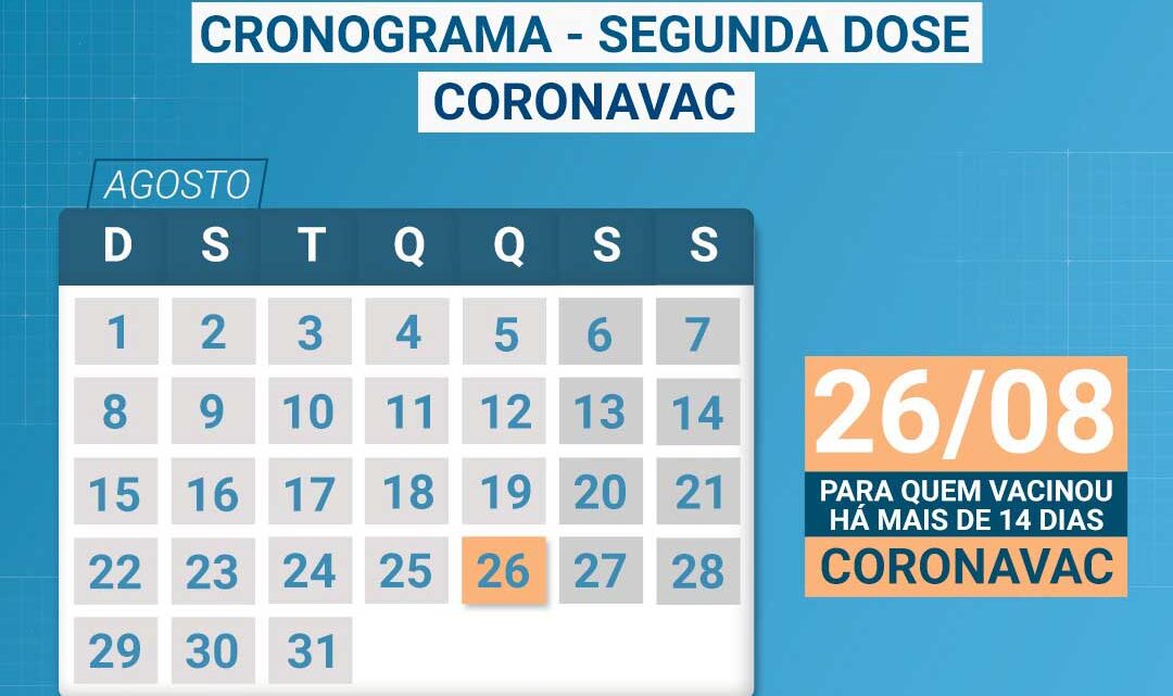 Vacinação – Secretaria de Saúde abre data de segunda dose da Coronavac nesta quinta-feira