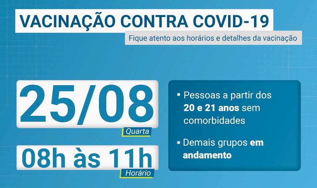 Timbó vacina na quinta-feira contra Covid-19 pessoas a partir dos 20 e 21 anos