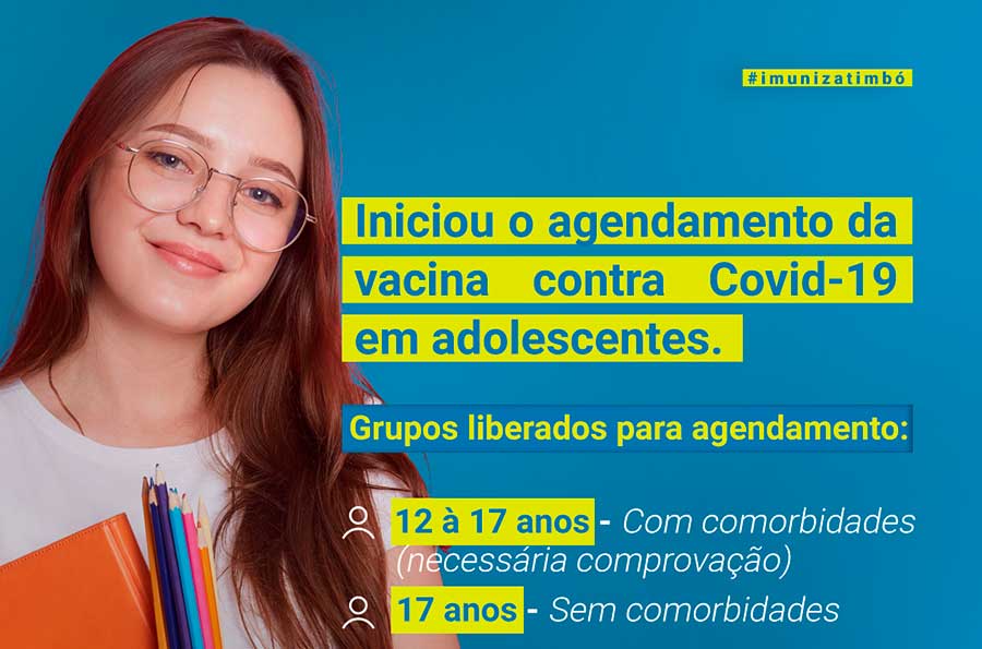 Covid-19 – Timbó inicia vacinação em adolescentes através de agendamento