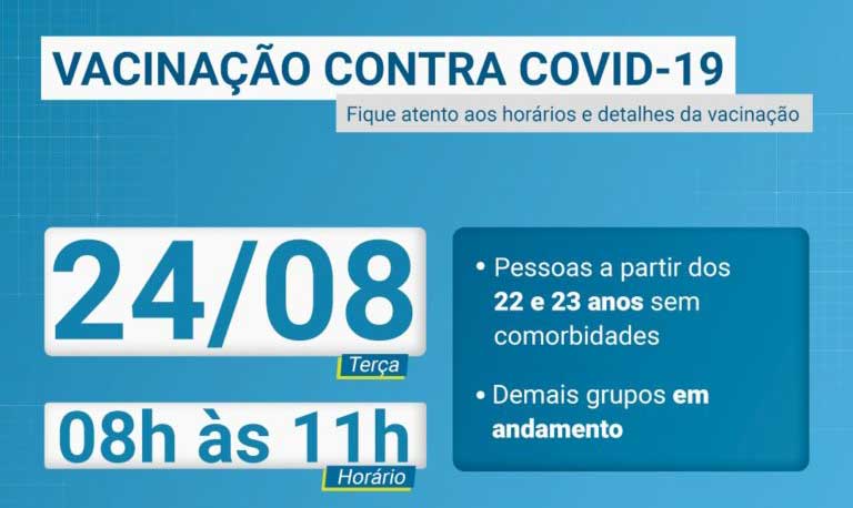 Timbó vacina na terça-feira contra Covid-19 pessoas a partir dos 22 e 23 anos