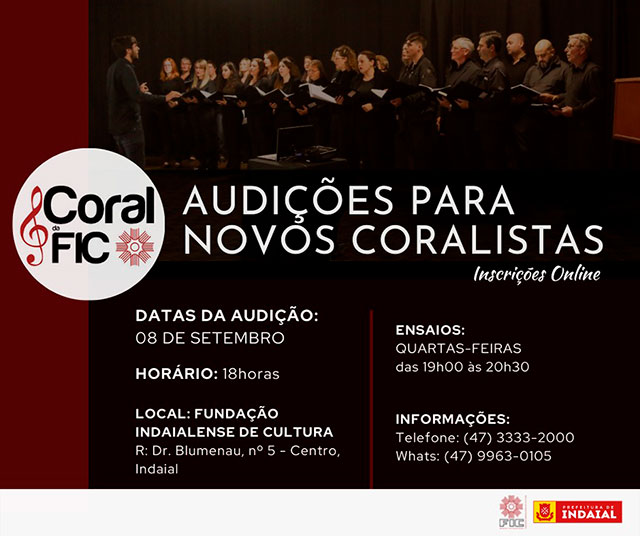 FIC – Coral da Fundação Indaialense de Cultura seleciona novas vozes