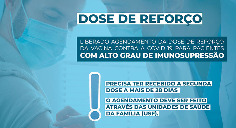 Timbó inicia agendamento da dose de reforço da vacina contra Covid-19 para pacientes com alto grau de imunossupressão