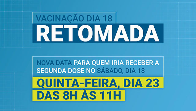 Vacinação de segunda dose da Astrazeneca cancelada no último sábado será aplicada nesta quinta-feira