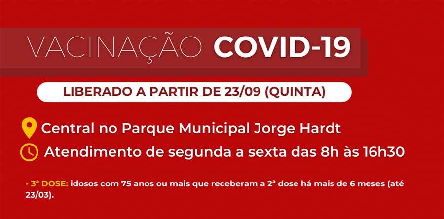 Indaial – Saúde libera dose de reforço contra a Covid-19 para idosos com 75 anos ou mais