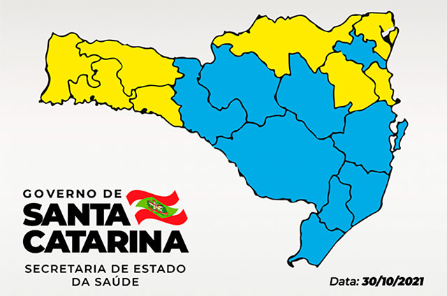 Matriz de Risco para Covid-19 em Santa Catarina aponta nove regiões no nível moderado