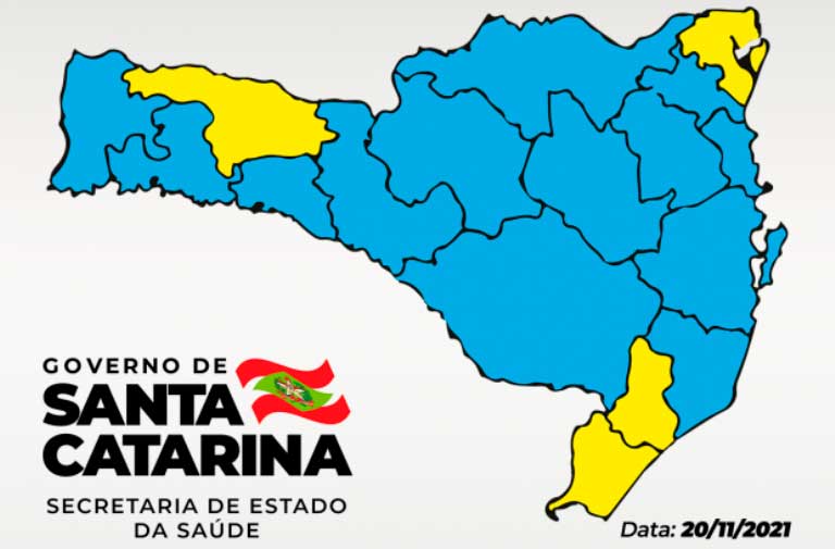 Coronavírus: Matriz de risco aponta 13 regiões no nível moderado e quatro no nível alto em SC – 20/11/2021