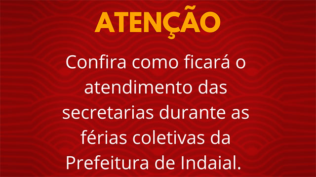 Prefeitura de Indaial realiza férias coletivas e escala para serviços essenciais a partir de segunda (20)