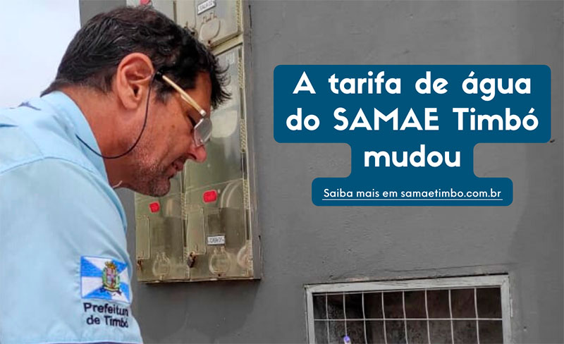 Tarifa de água do SAMAE Timbó terá mudança a partir de fevereiro