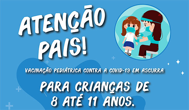 Aberto o agendamento para vacinação contra Covid-19 em crianças de 8 a 11 anos em Ascurra