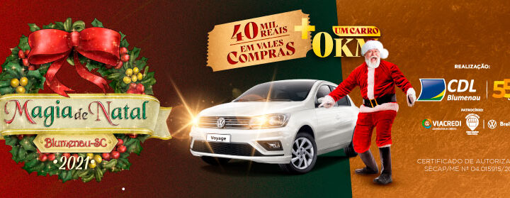 Carro zero km é sorteado na promoção Magia de Natal 2021, da CDL Blumenau