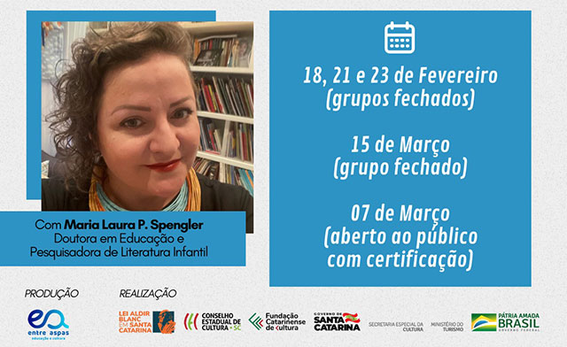 Dra. em Educação Maria Laura P. Spengler oferece encontros formativos sobre literatura infantil, de 18 de fevereiro a 16 de março, online e presencial