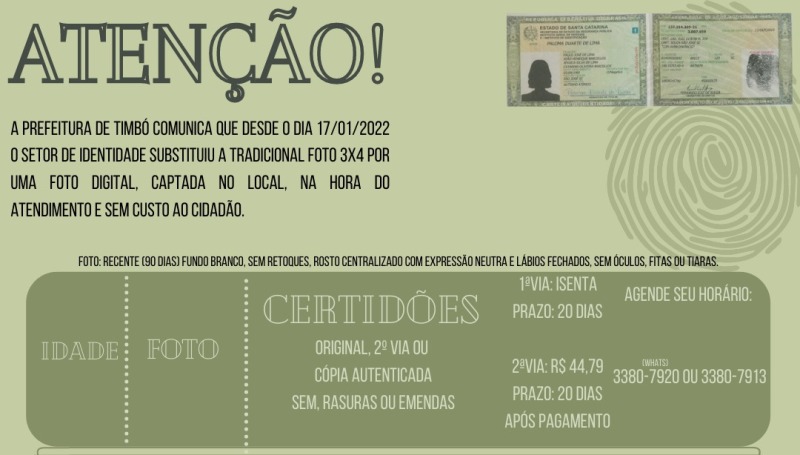 Setor de Identidade informa sobre mudanças para foto 3×4