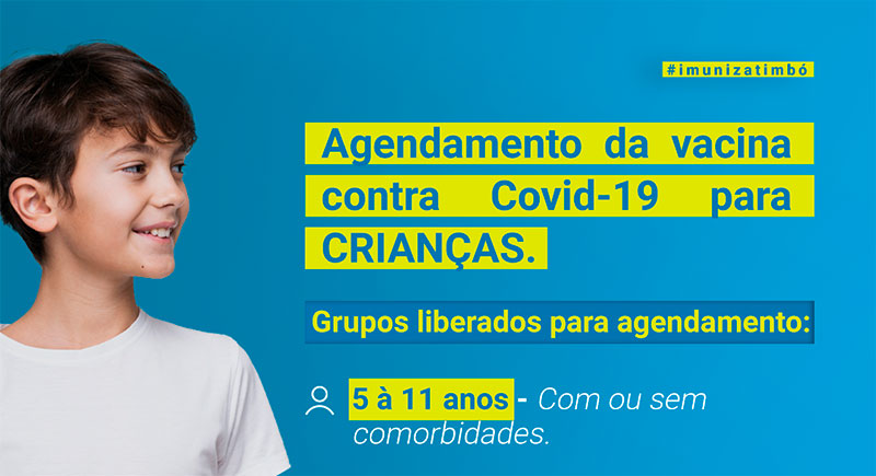 Timbó reabre agendamento para vacina contra Covid-19 de crianças