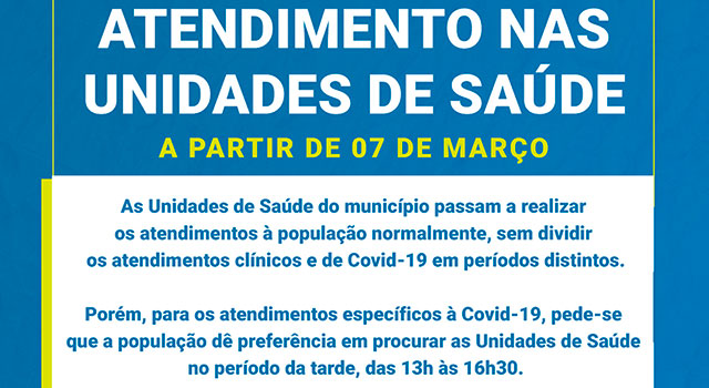 Unidades de Saúde de Timbó voltam com atendimento normal