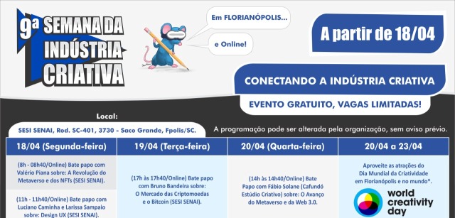 Web 3.0 e Metaverso são  atrações da 9ª edição da Semana da Indústria Criativa 2022