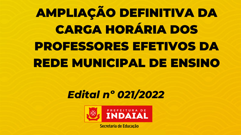 Prefeitura de Indaial lança edital para ampliação definitiva da carga horária de trabalho dos professores efetivos da rede municipal de ensino