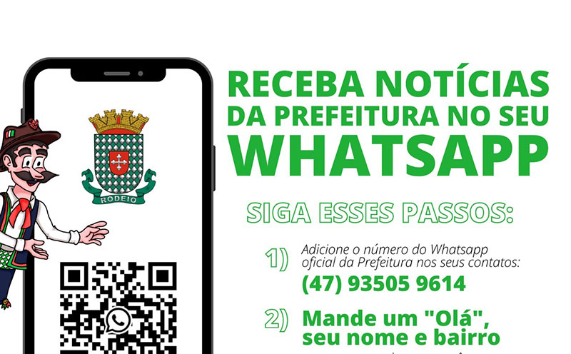 RECEBEBA NOTÍCIAS DA PREFEIURA DE RODEIO NO SEU WHATSAPP