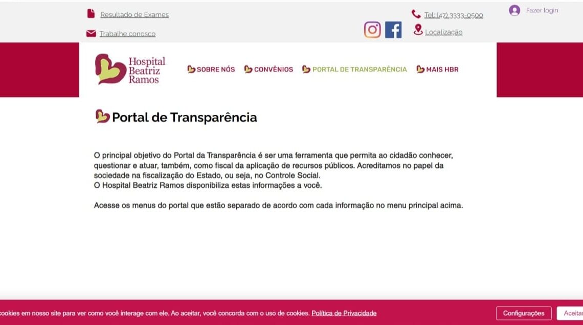 Hospital Beatriz Ramos lança novo site incluindo Portal de Transparência