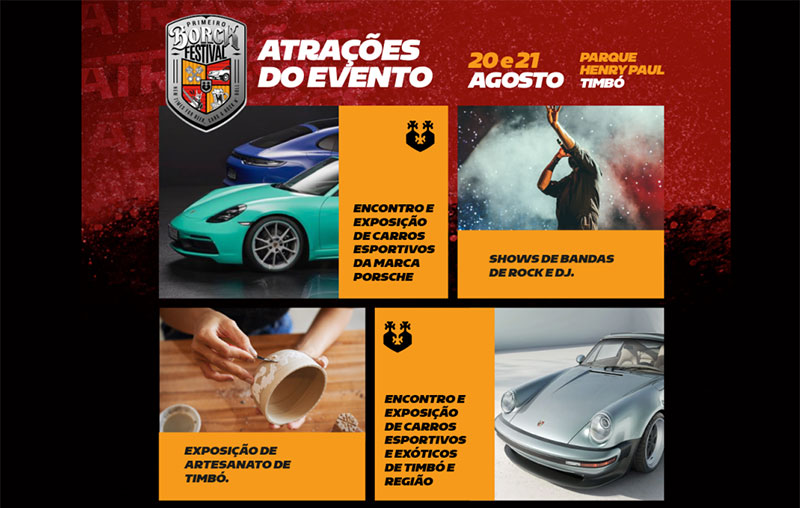 1º Borck Festival e Encontro e Exposição de carros esportivos e da marca Porsche é neste final de semana