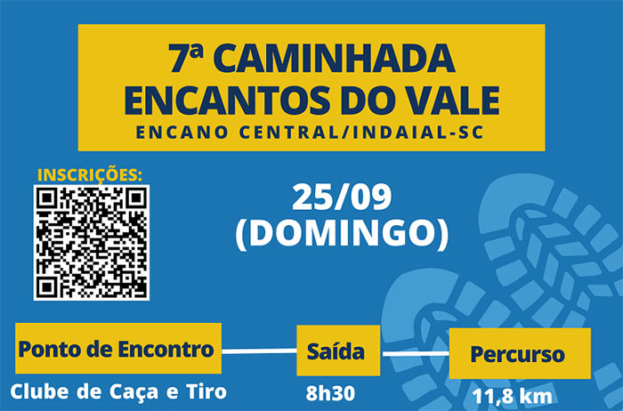 Abertas as inscrições para a 7ª Caminhada Encantos do Vale que ocorrerá em 25 de setembro