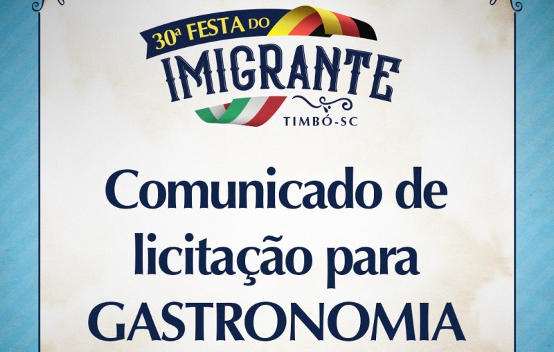 Últimos dias para participar da licitação para Gastronomia da 30ª Festa do Imigrante