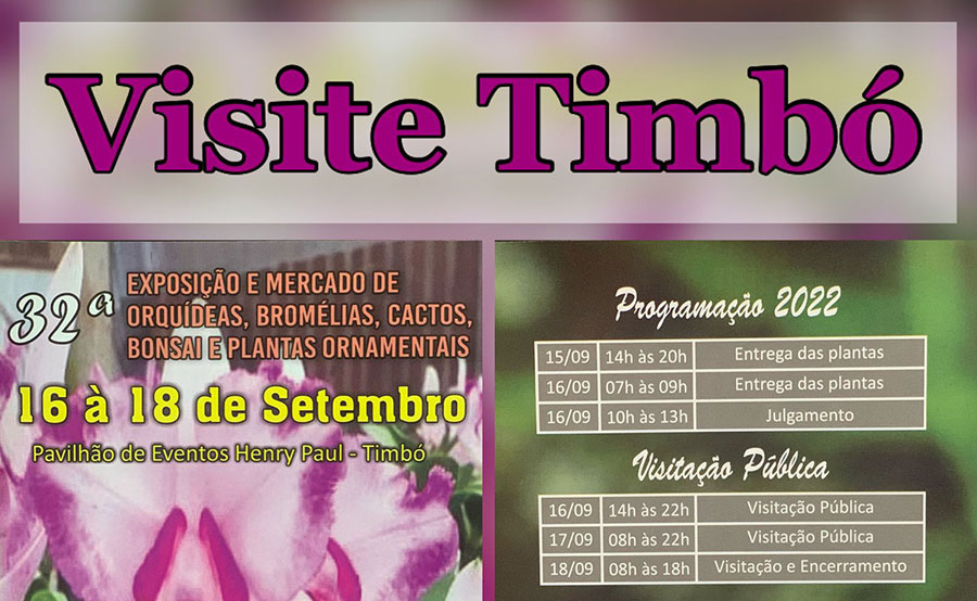 Exposição de Orquídeas acontece neste final de semana em Timbó