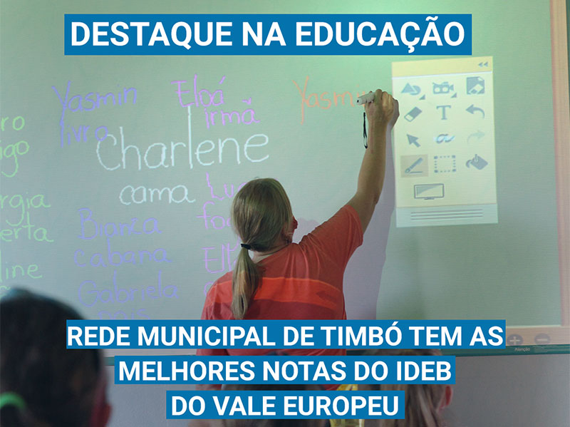 Rede municipal de educação de Timbó tem as melhores notas do IDEB do Vale Europeu