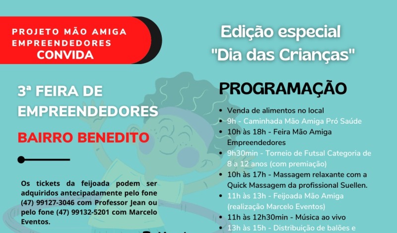 Projeto Mão Amiga Empreendedores de Indaial realiza 3ª Feira de Empreendedores com edição especial do Dia das Crianças