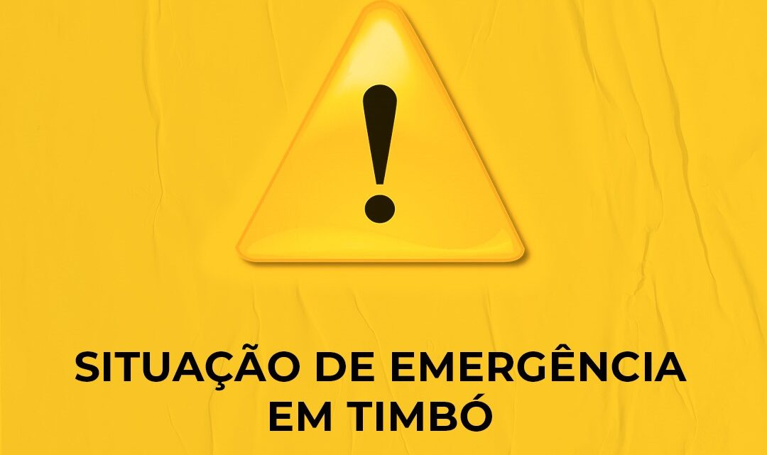 Prefeito de Timbó Jorge Kruger decreta “Situação de Emergência”