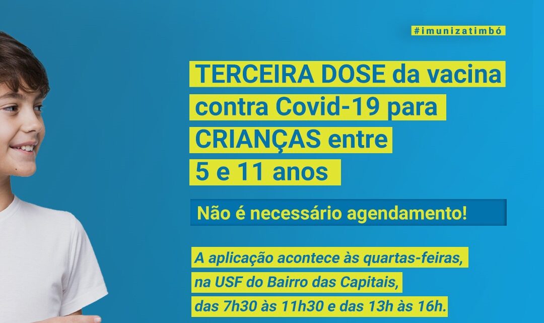 Timbó libera terceira dose da vacina da Covid-19 para crianças entre 5 e 11 anos