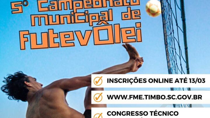 Timbó – Inscrições abertas para o 5º Campeonato Municipal de Futevôlei