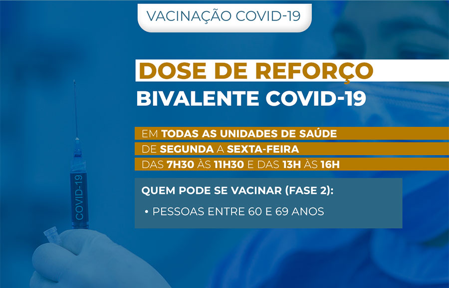 Timbó vacina pessoas entre 60 e 69 anos com dose de reforço bivalente da vacina contra Covid-19