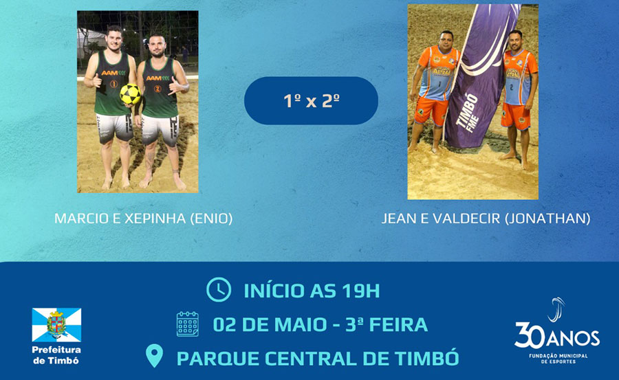 Final do Campeonato Municipal de Futevôlei acontece nesta terça-feira