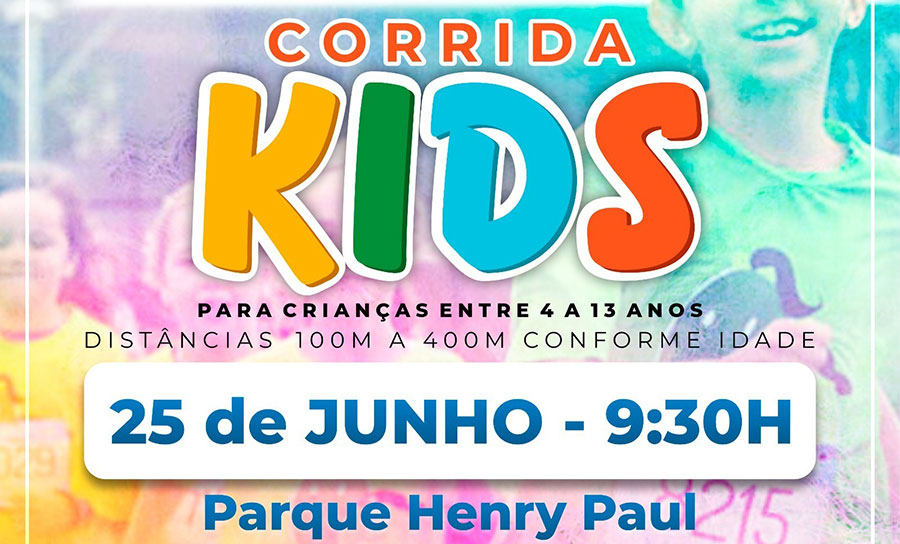 Inscrições abertas para Corrida Kids que acontece dia 25 de junho