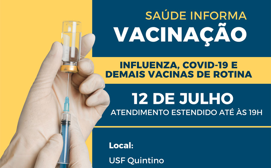 Unidade de Saúde da Quintino terá horário estendido nesta quarta-feira para aplicação de vacina