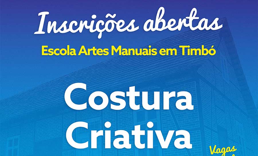 Inscrições abertas para curso de Costura Criativa da Escola de Artes Manuais em Timbó