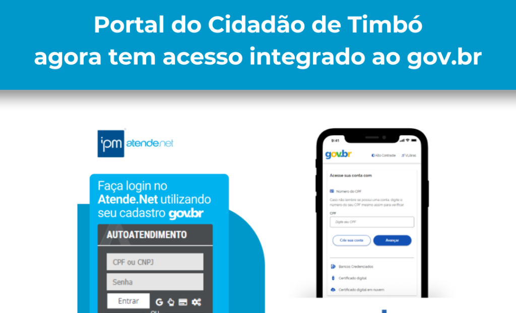 Portal do Cidadão de Timbó agora tem acesso integrado ao gov.br