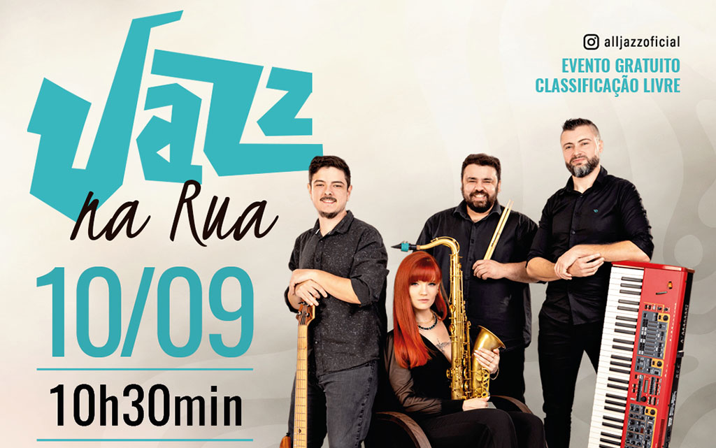 Apresentação do projeto Jazz na Rua ocorre neste domingo (10/09) na praça da Estação Unifique, em Blumenau