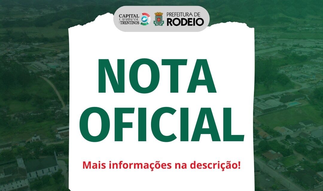 NOTA OFICIAL – Prefeitura Municipal de Rodeio