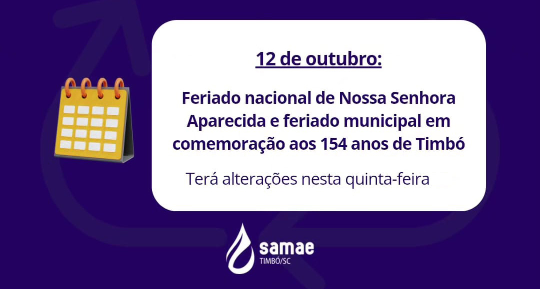 Não haverá coleta de resíduos em Timbó nesta quinta-feira, 12 de outubro