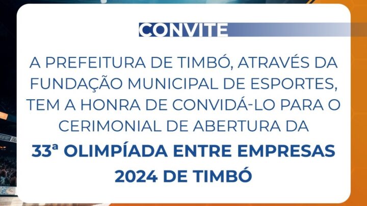 Abertura da 33ª Olimpíada Entre Empresas de Timbó acontece nesta sexta-feira