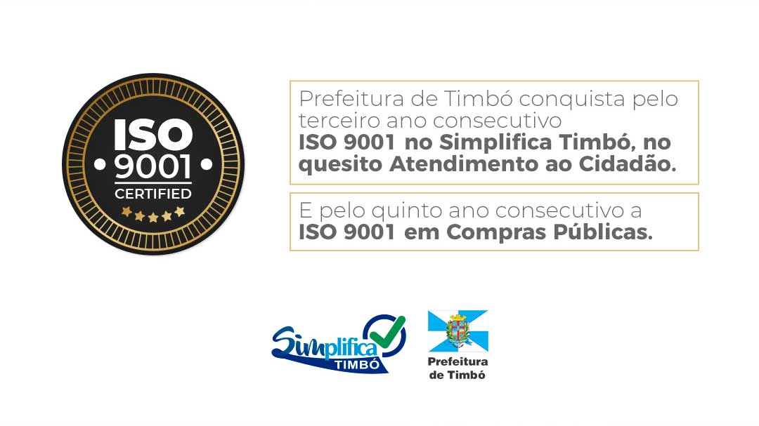 Prefeitura de Timbó conquista novamente ISO 9001 em Compras Públicas e Atendimento ao Público