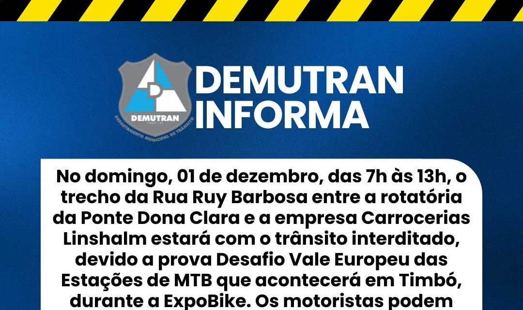 Trecho da Rua Ruy Barbosa terá trânsito interditado no domingo para prova de ciclismo